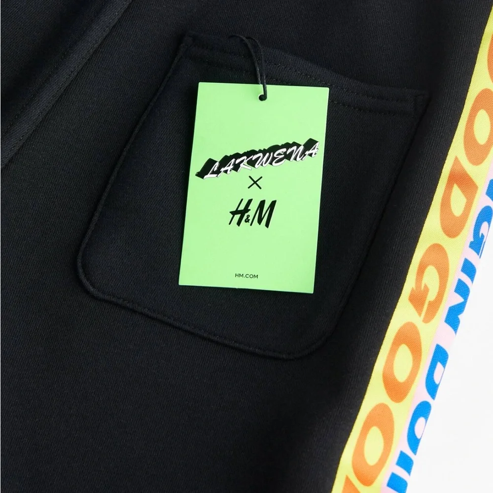 H&M Black Athletic Shorts with Neon Accent Side Panels Lakwena